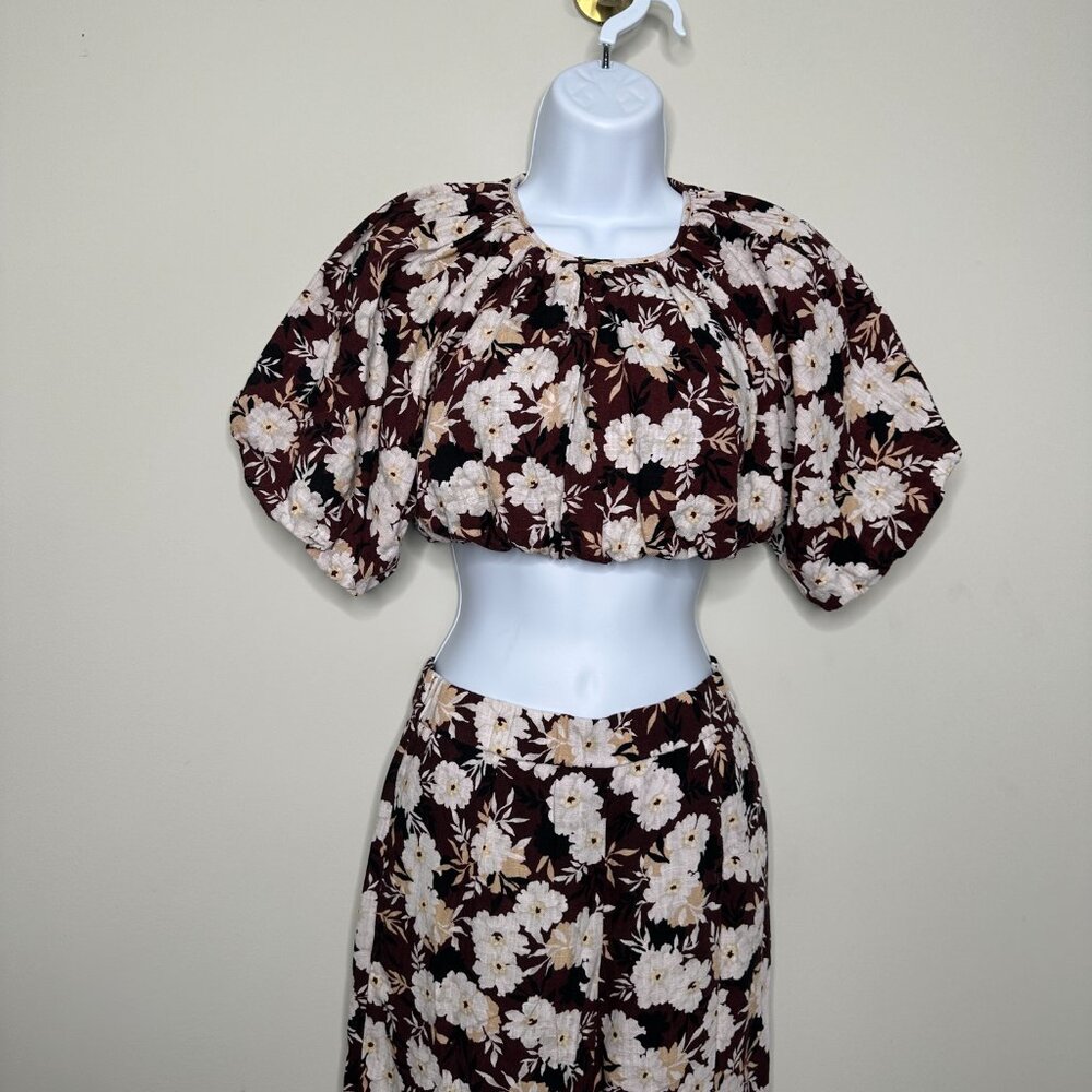 MinkPink Maya Floral Cropped Top & Pant Matching Set Women's XS - Picture 3 of 10